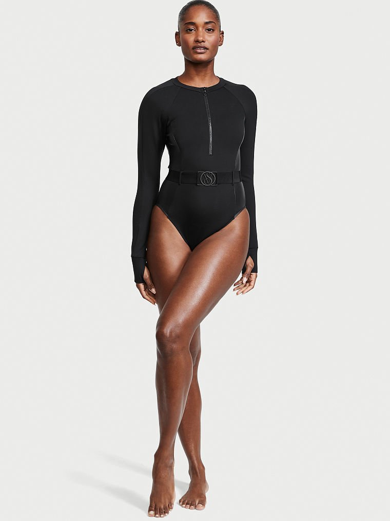 Sport Glam Long-Sleeve Surf One-Piece