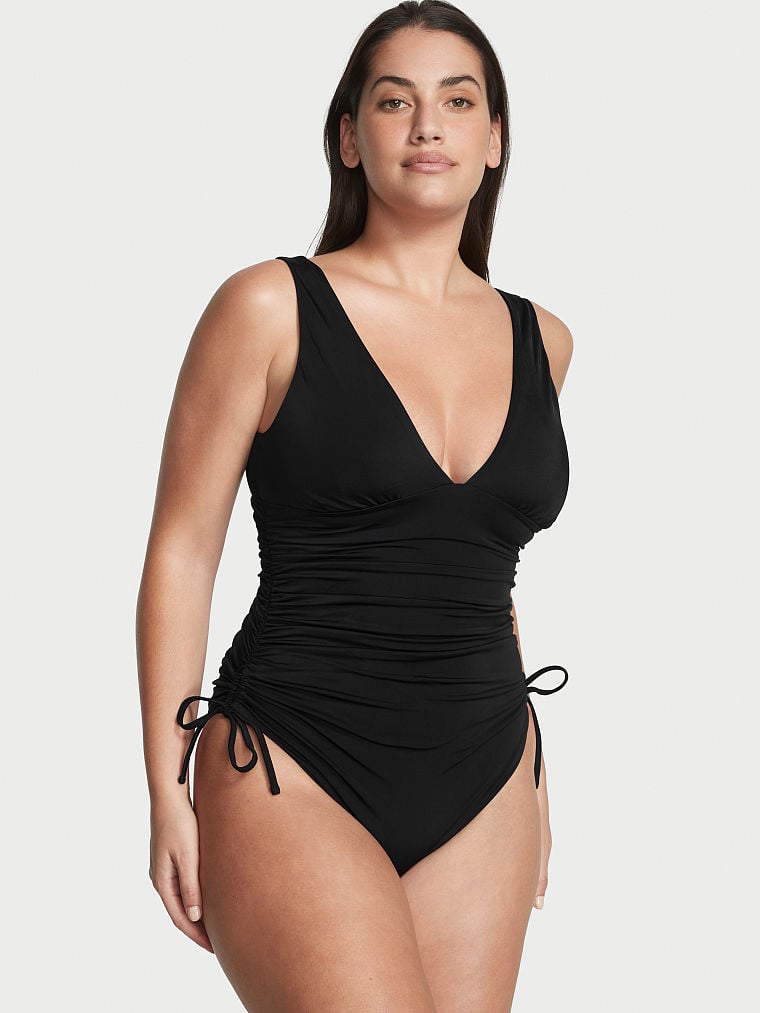 Ruched Plunge One-Piece Swimsuit