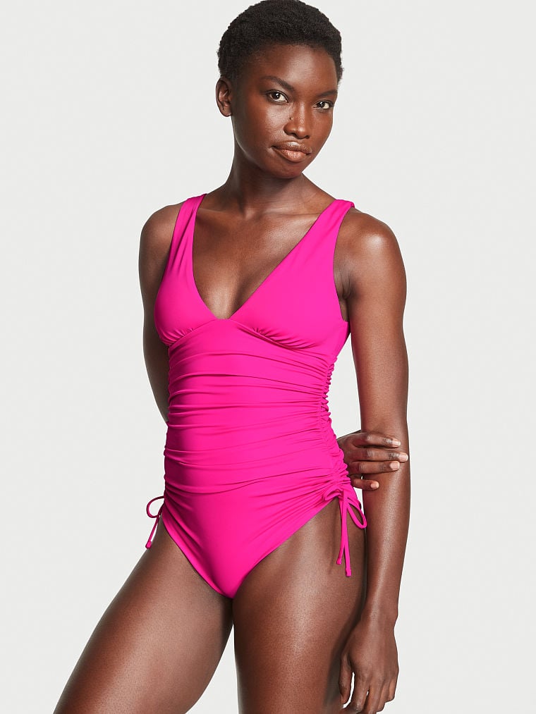 Ruched Plunge One-Piece Swimsuit