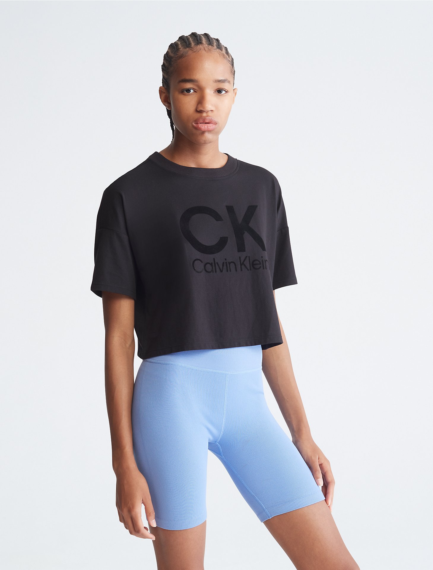Performance CK Logo Boxy Cropped T-Shirt