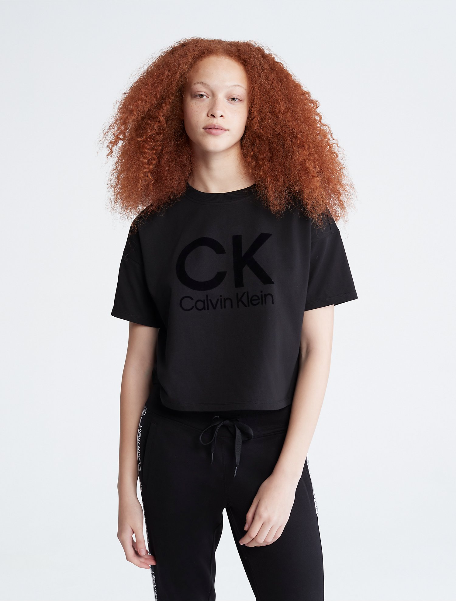 Performance Flocked CK Logo Cropped T-Shirt