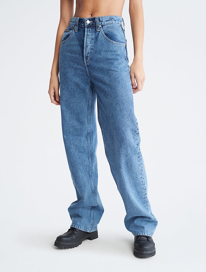 Color High Rise Relaxed Straight Fit Jeans
