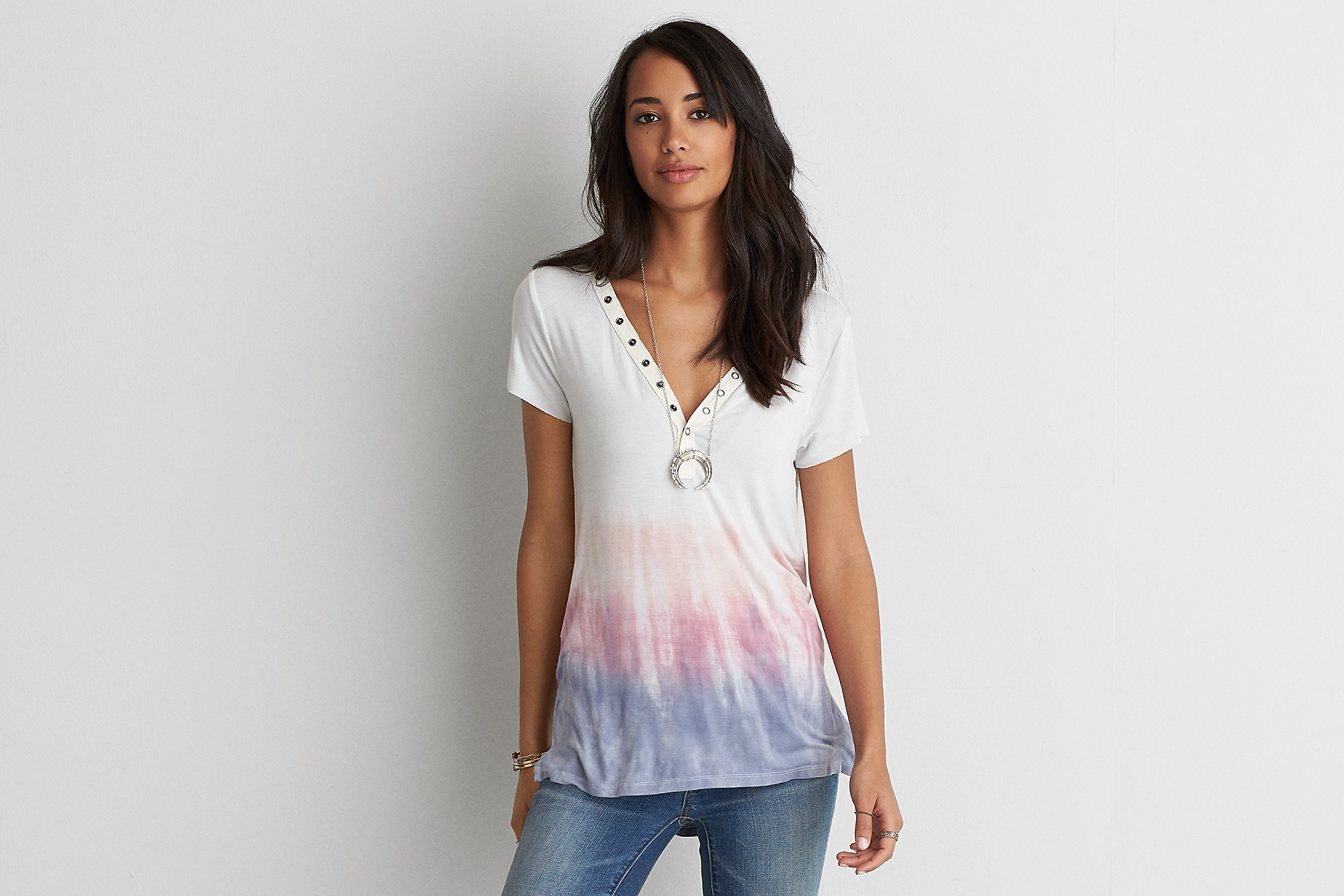 American eagle aeo soft & sexy snap front t-shirt