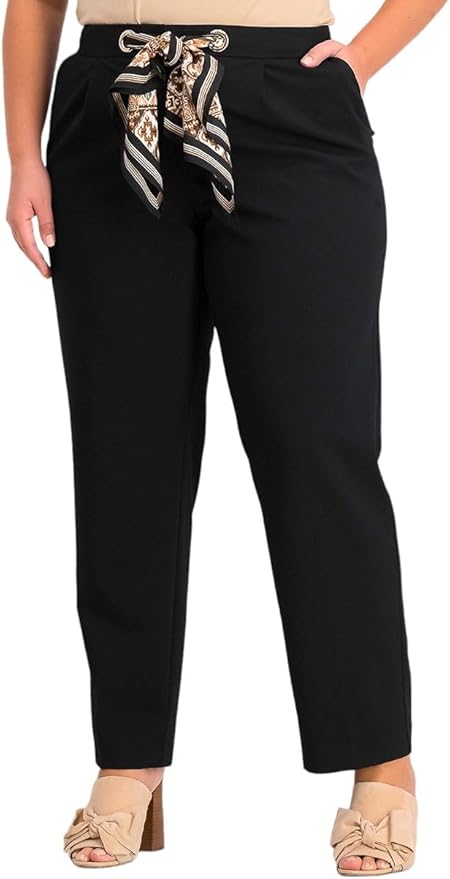 Calvin Klein Womens Straight Leg Belted Pants