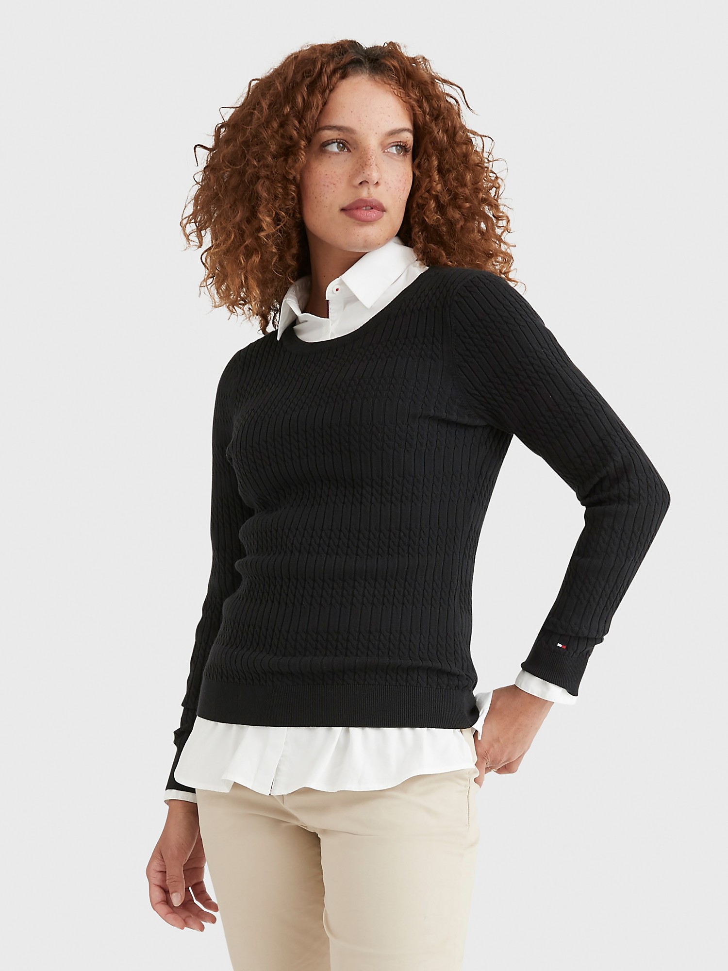 SOLID CABLE KNIT SWEATER