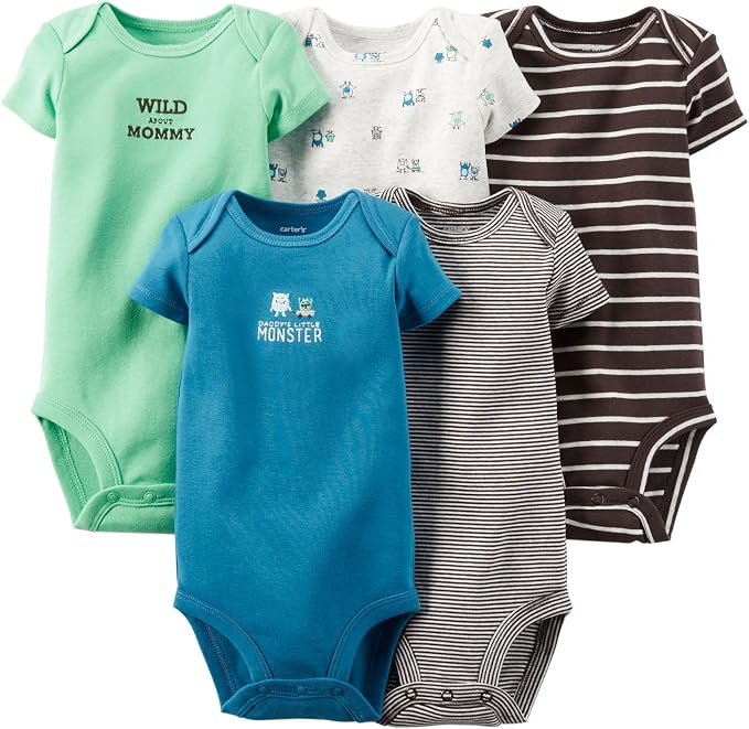 Carter's Baby Boys' 5 Pack Monster Bodysuits
