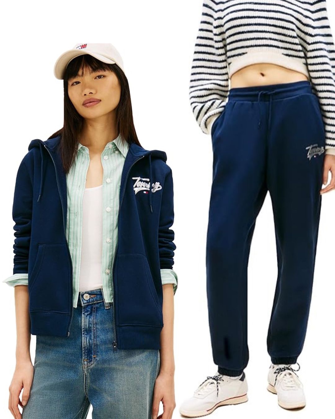 Tommy Jeans Medium Weight Zip Up Hoodie With Printed Logo and Drawstring & Relaxed Printed Logo Jogger Sweatpants
