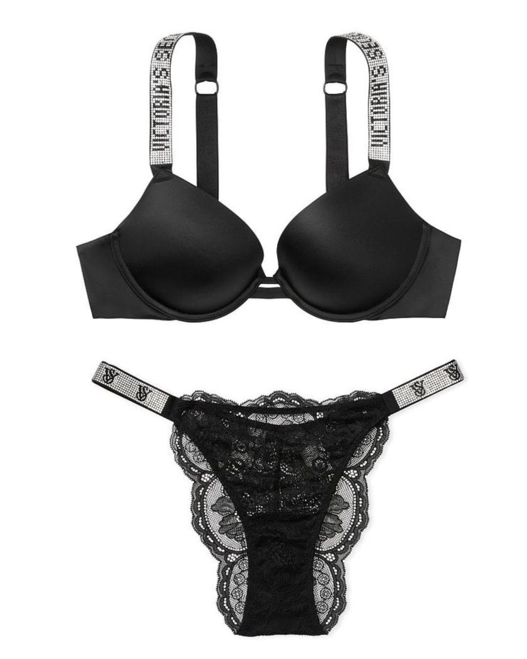 Very Sexy Shine Strap Push-Up Bra & VERY SEXY Shine Strap Lace Brazilian Panty