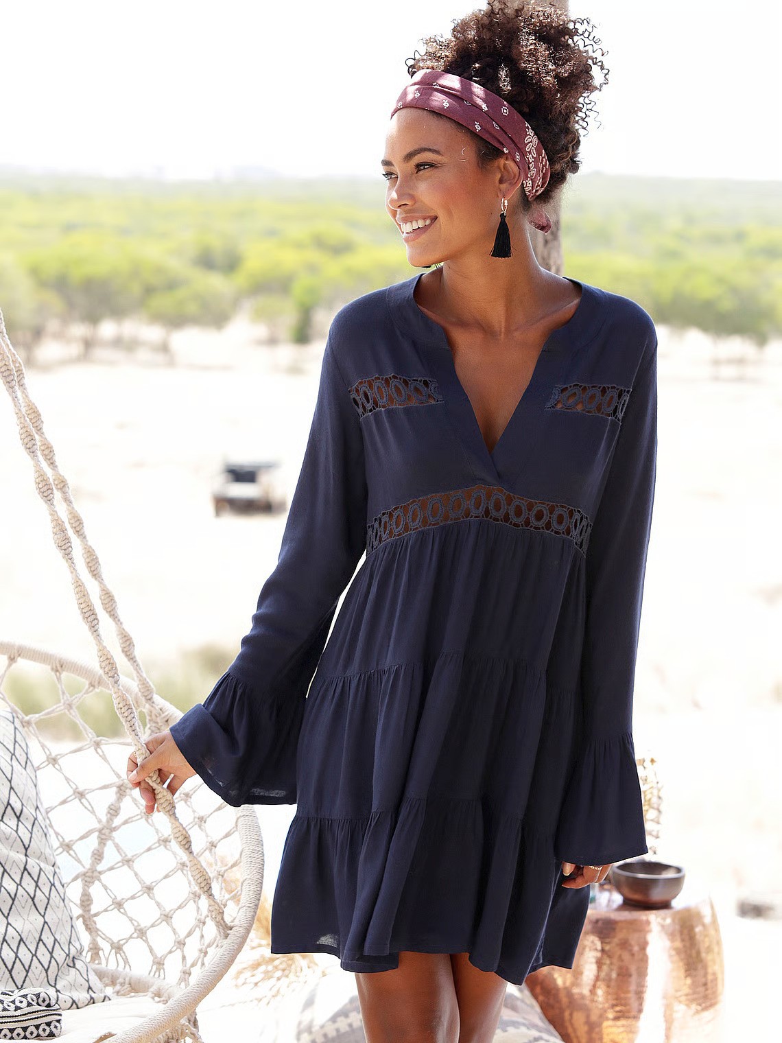 LASCANA Short V-neck Ruffle Dress
