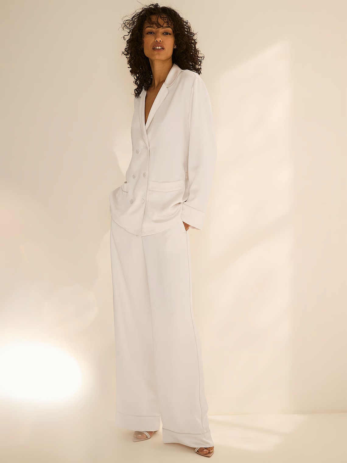 Luxe Satin Bridal Double-Breasted Long Pajama Set