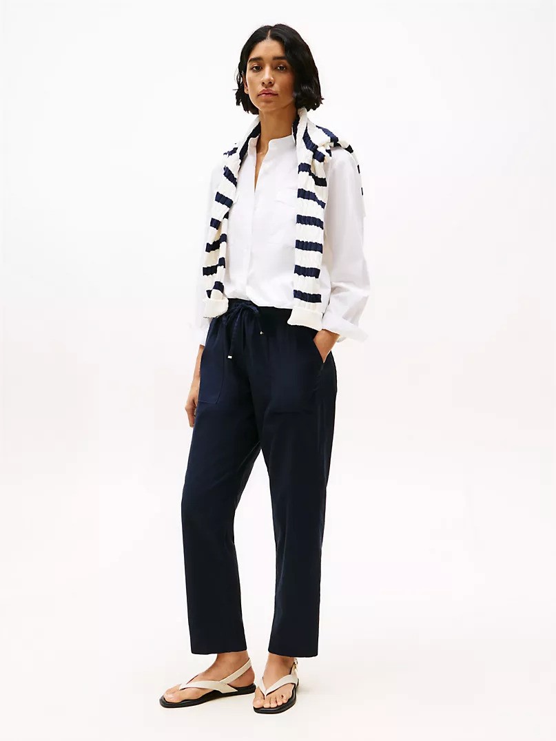 Linen-Blend Pull-On Pant