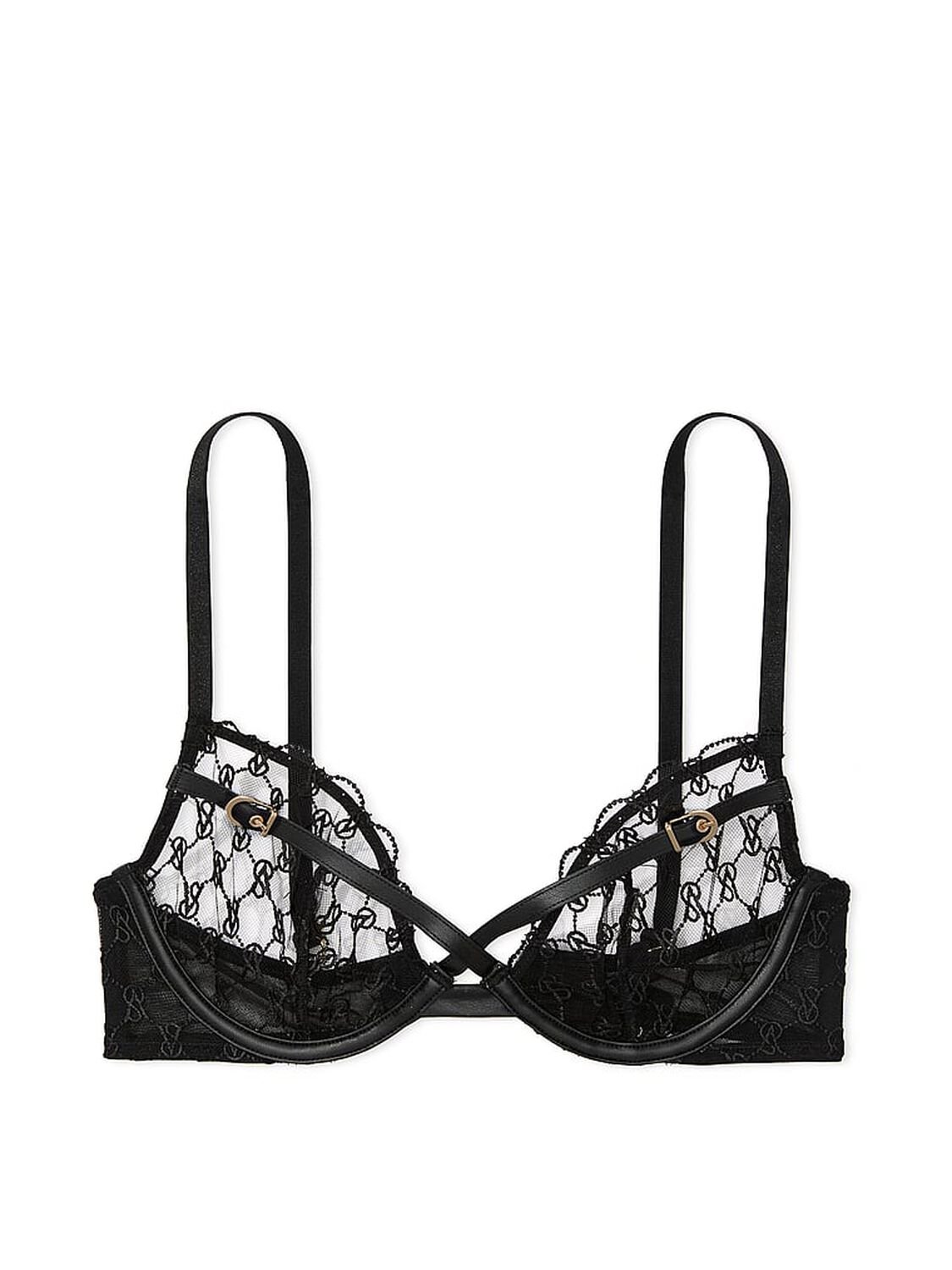 VERY SEXY VS Logo Embroidery Unlined Low-Cut Demi Bra