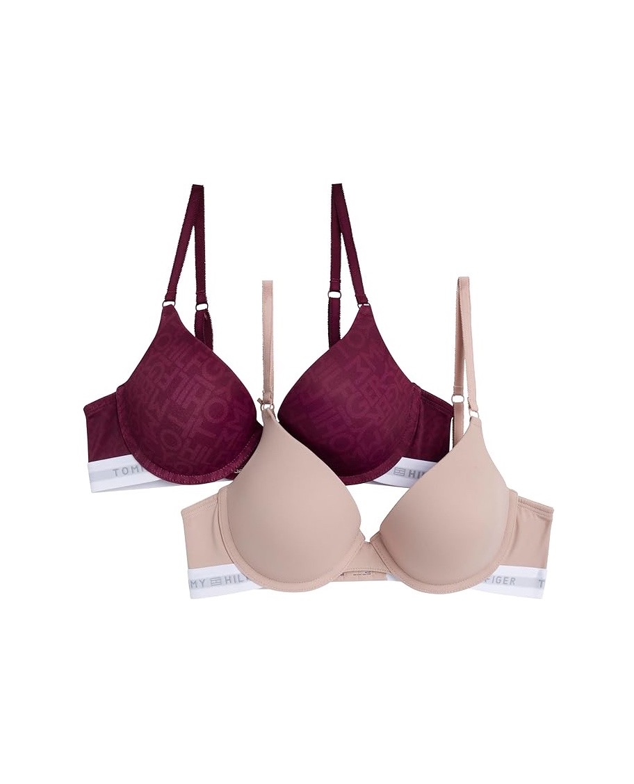 Tommy Hilfiger Womens Micro Push-Up Bra with Underwire and Lace Trim