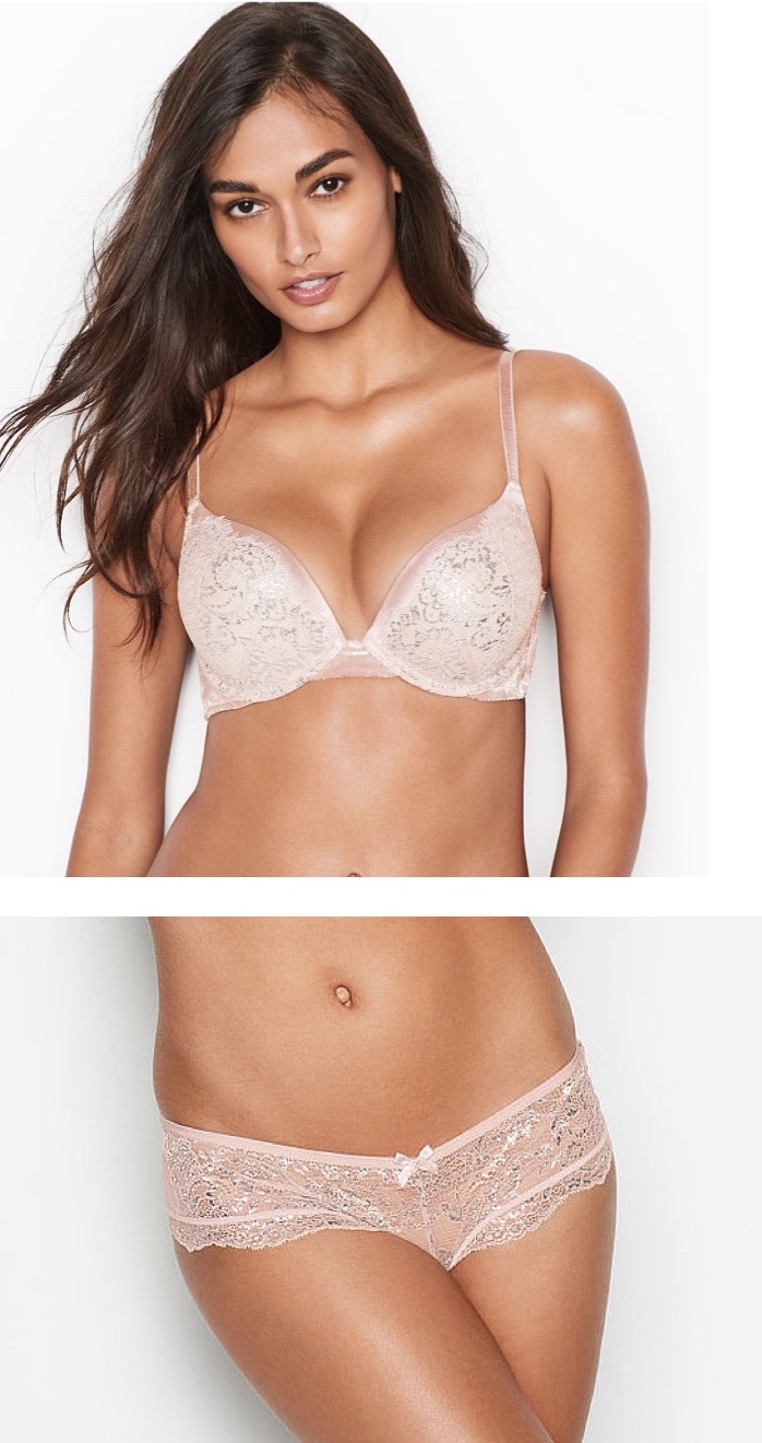 Add-2-Cups Push-Up Bra & Very Sexy Lace-Trim Cheeky Panty