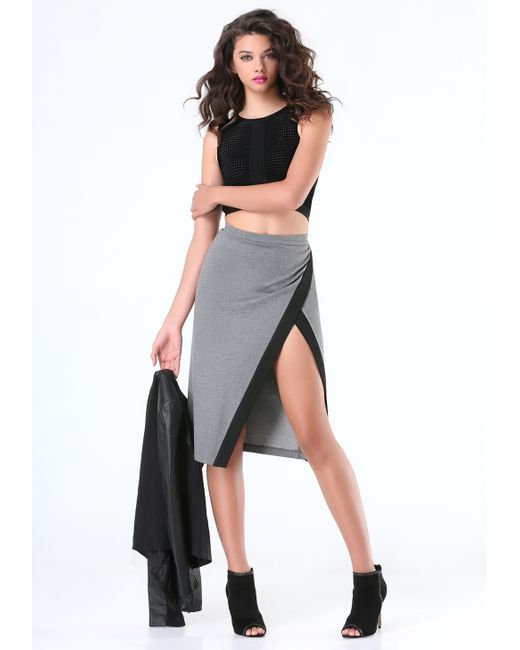 Bebe Ponte colorblock skirt