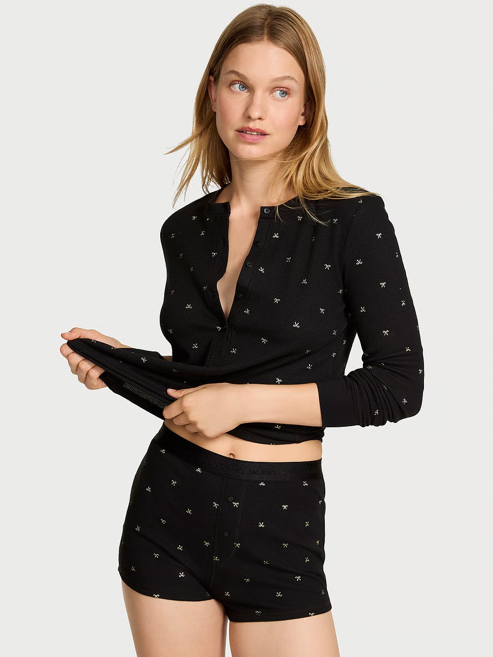 Soft Thermal Henley Short Pajama Set