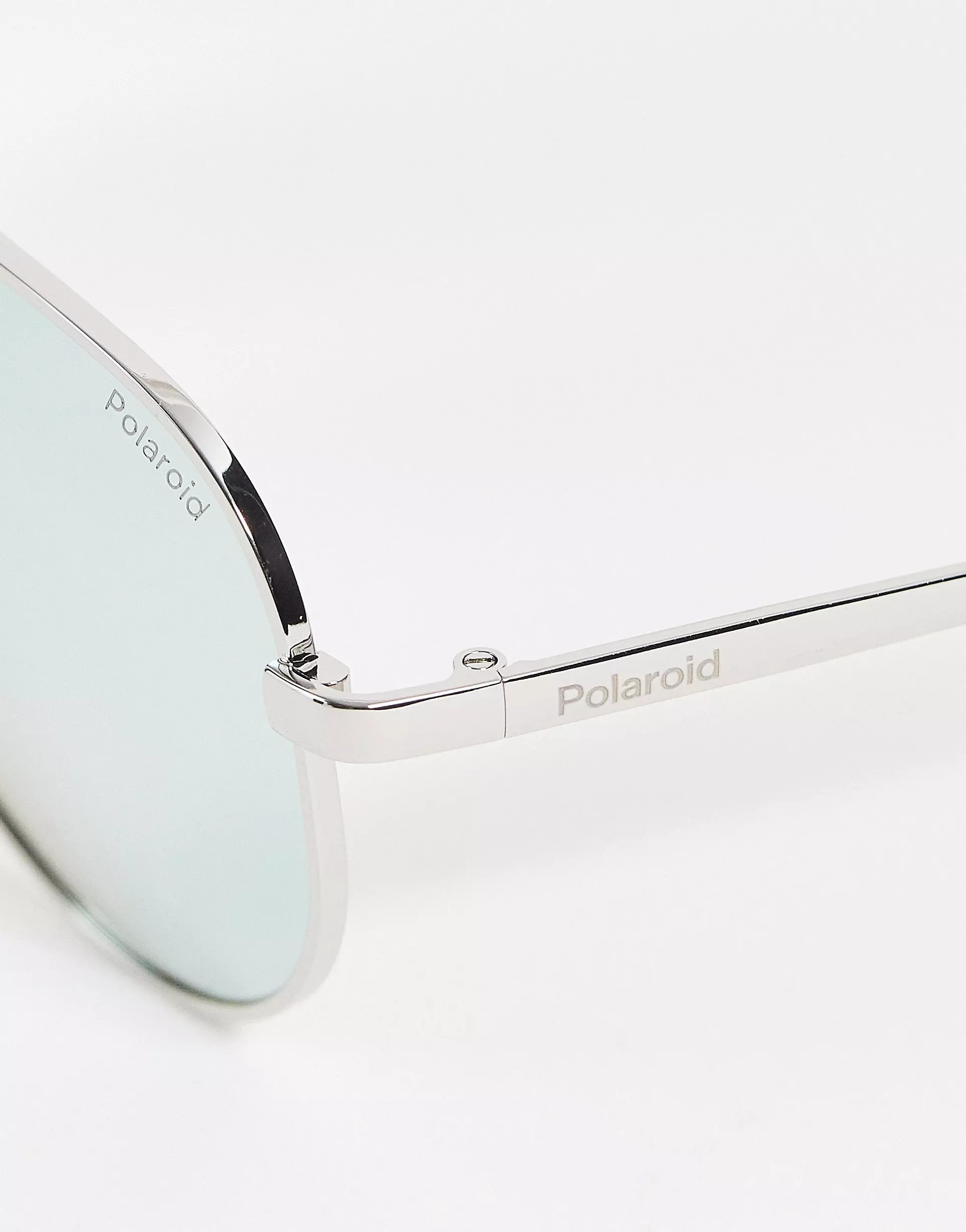Polaroid aviator sunglasses in mirrored silver