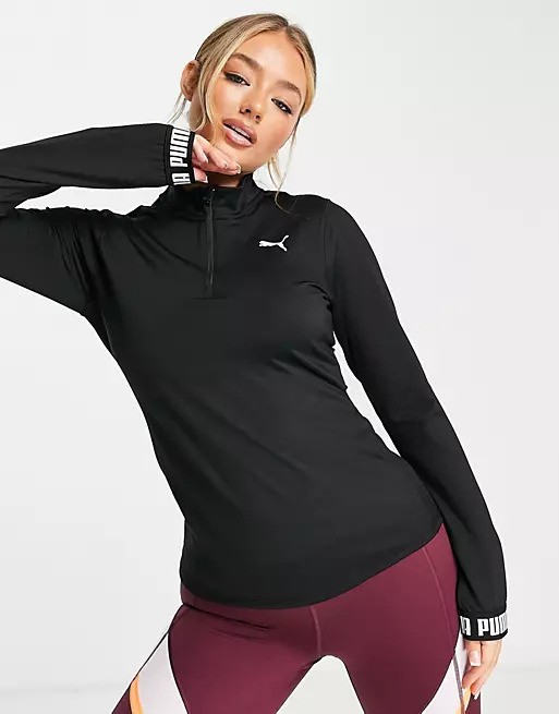 Puma Training Strong 1/4 zip top in black
