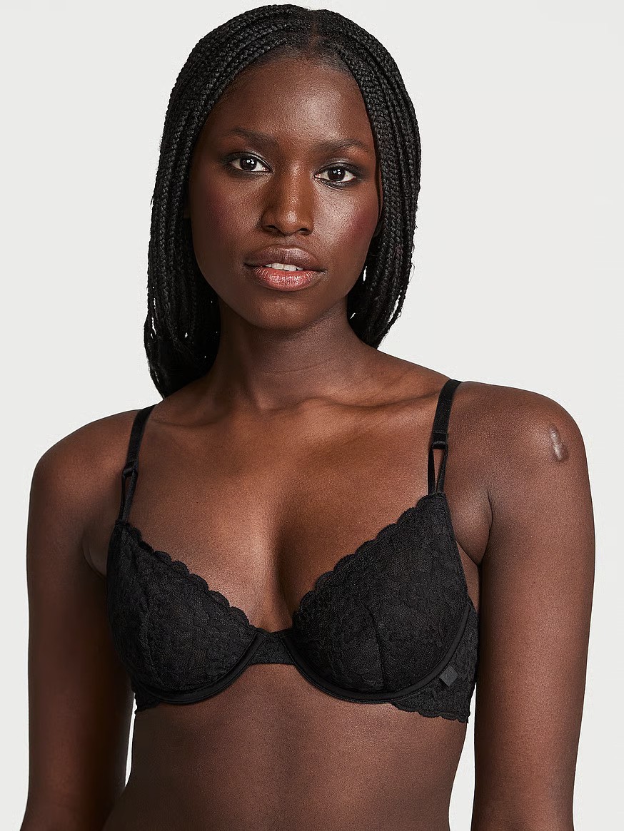 Sexy Tee Bow Lace Unlined Demi Bra