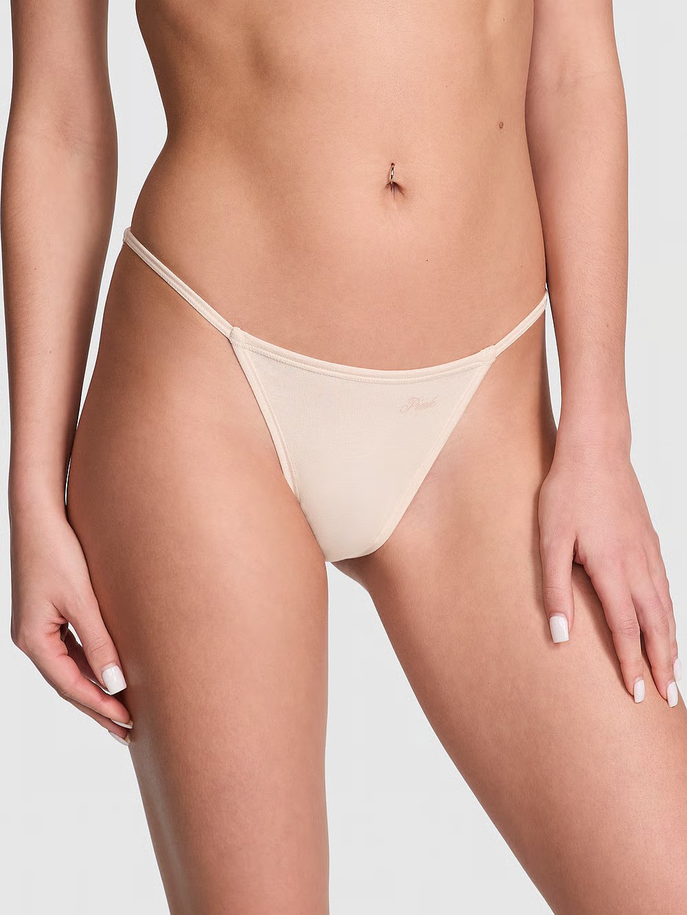 Logo Cotton High-Leg Micro Thong Panty