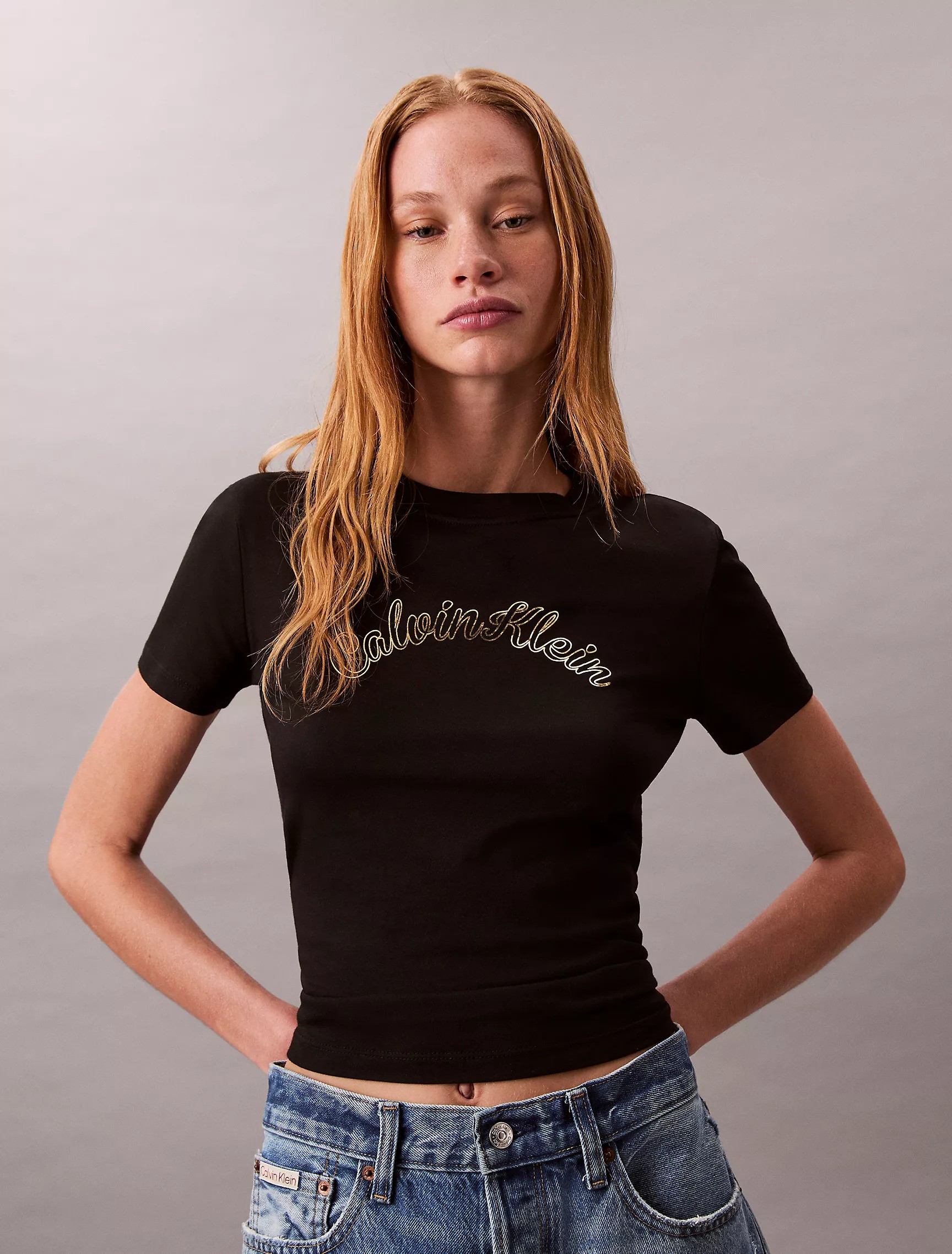 Slim Cotton Modal Foil Logo Tee
