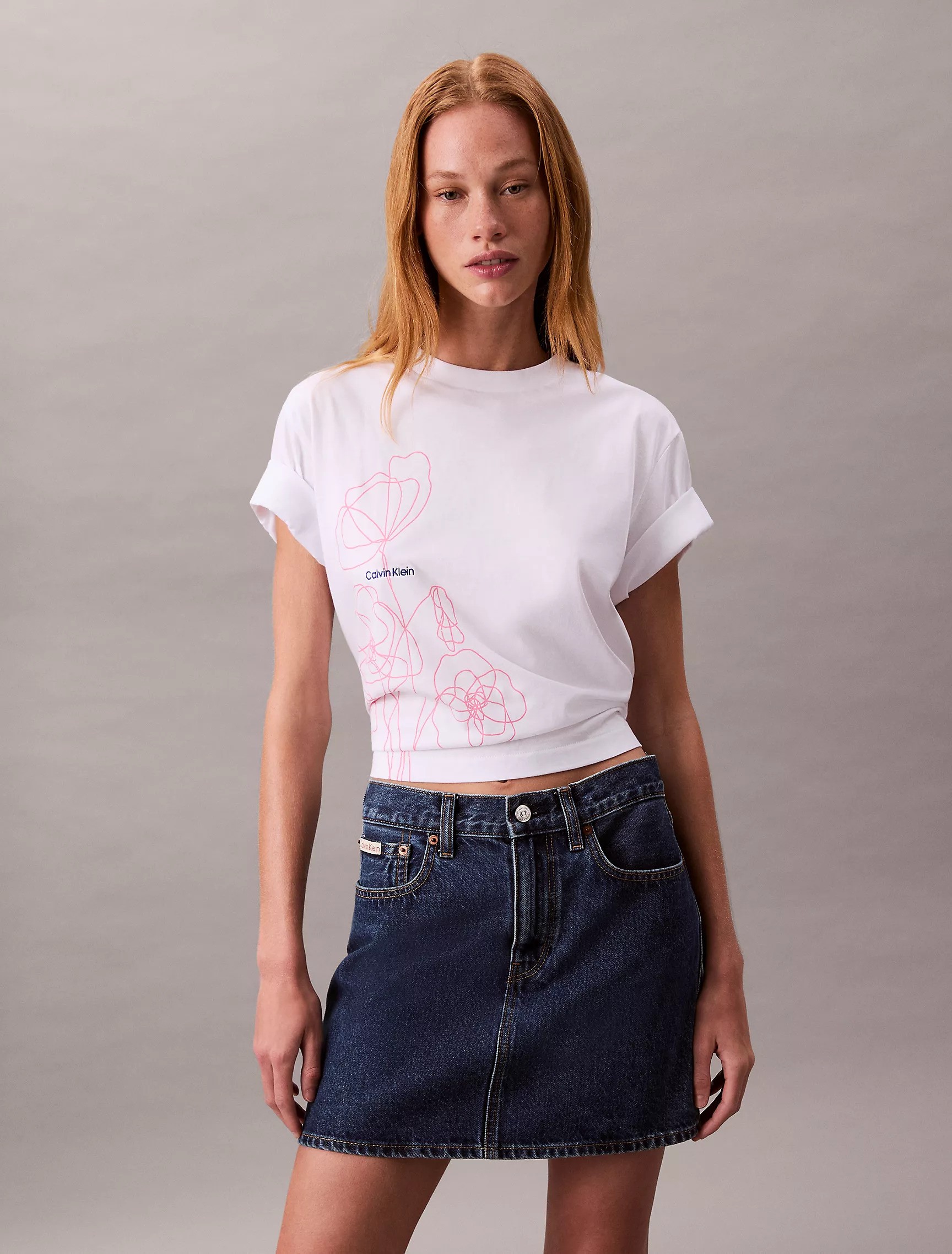 Floral Sketch Graphic Boxy T-Shirt
