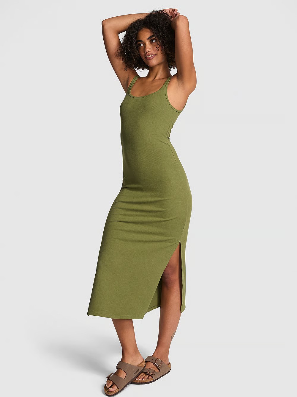 All-Day Soft Rib Bodycon Midi Dress