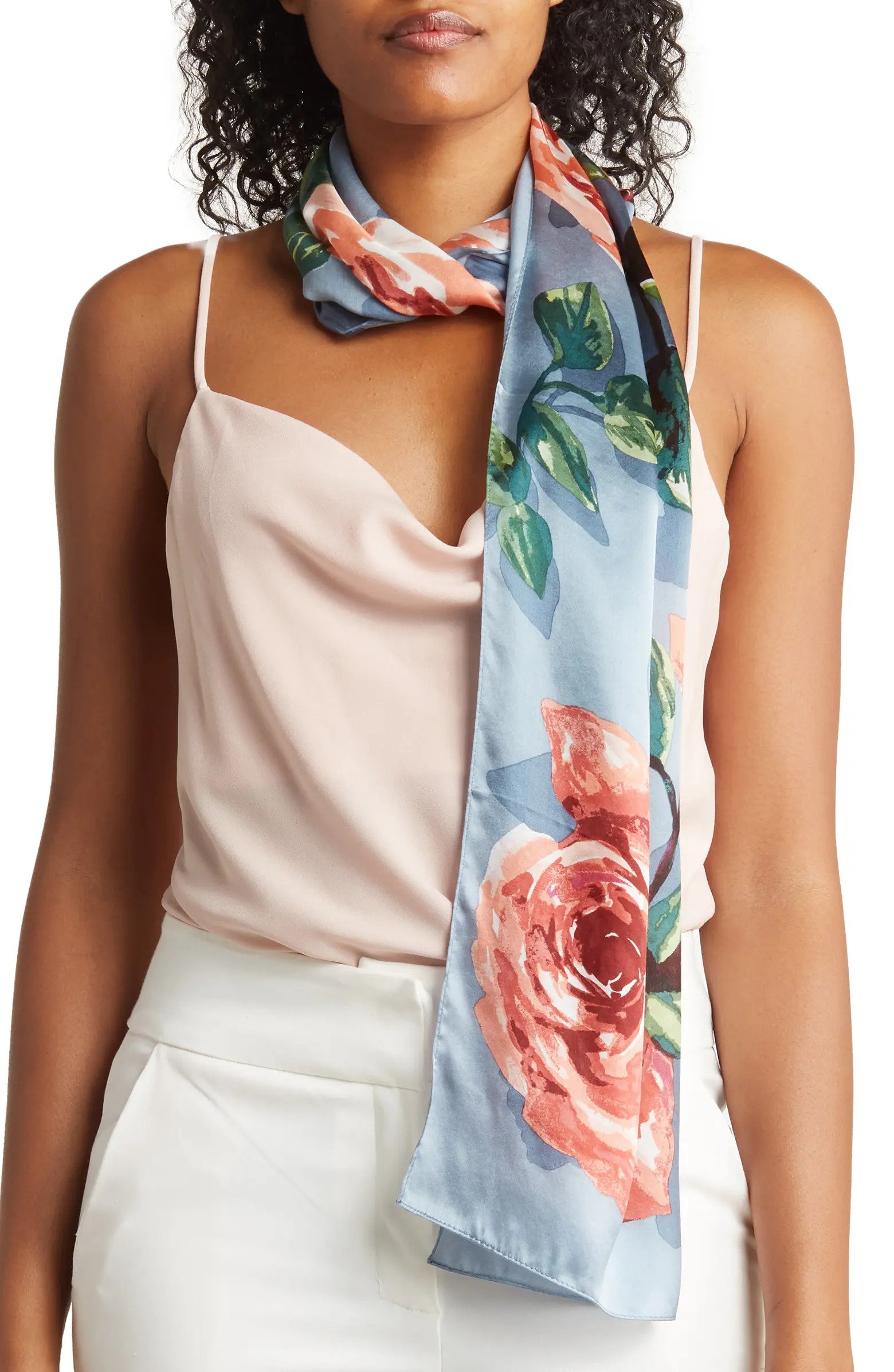 Vince Camuto Holiday Rose Silk Oblong Scarf