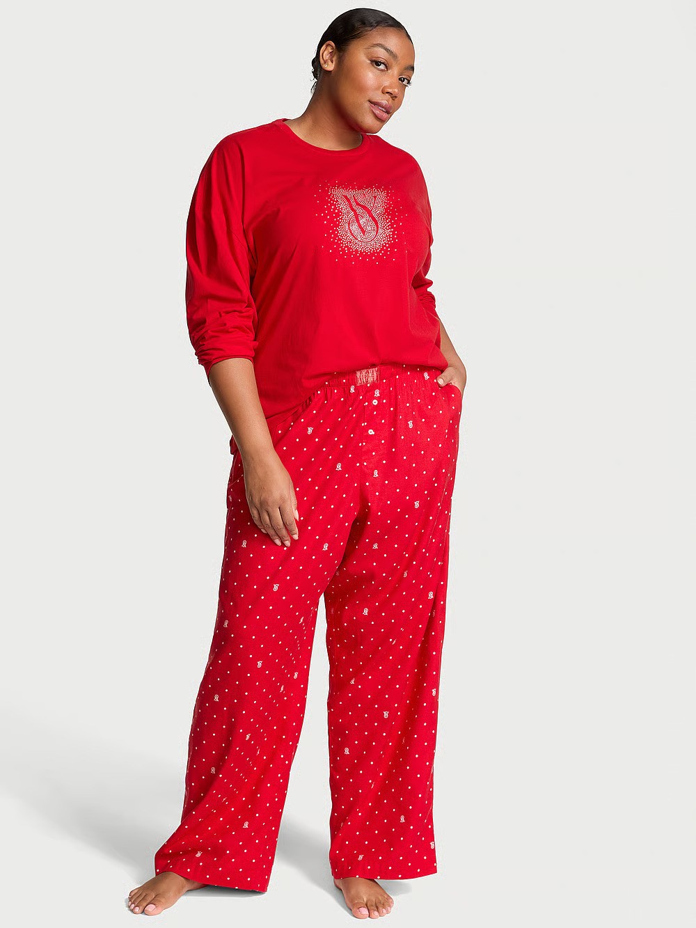 Glazed Satin Long Pajama Set
