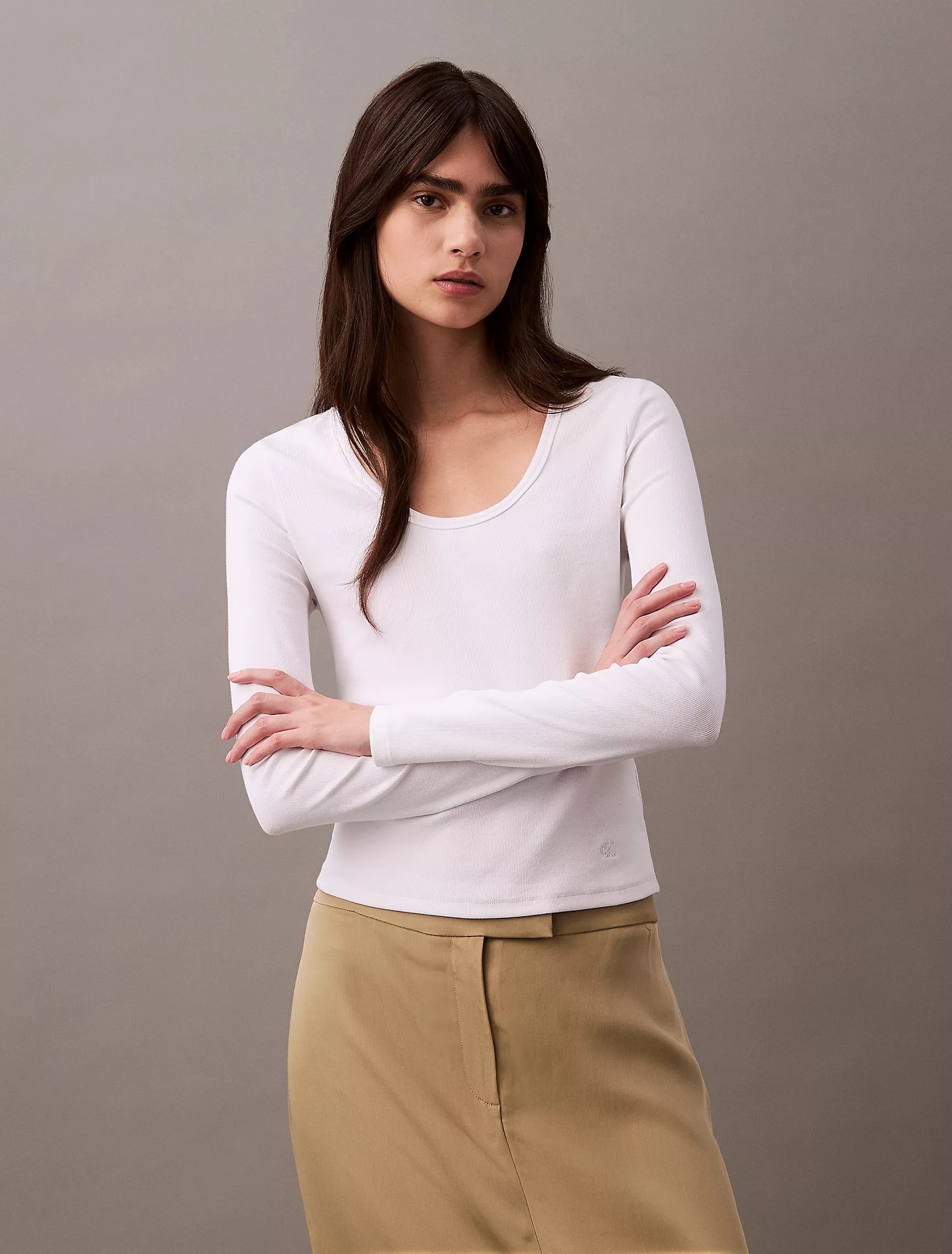Cotton Contour Rib U-Neck Tee