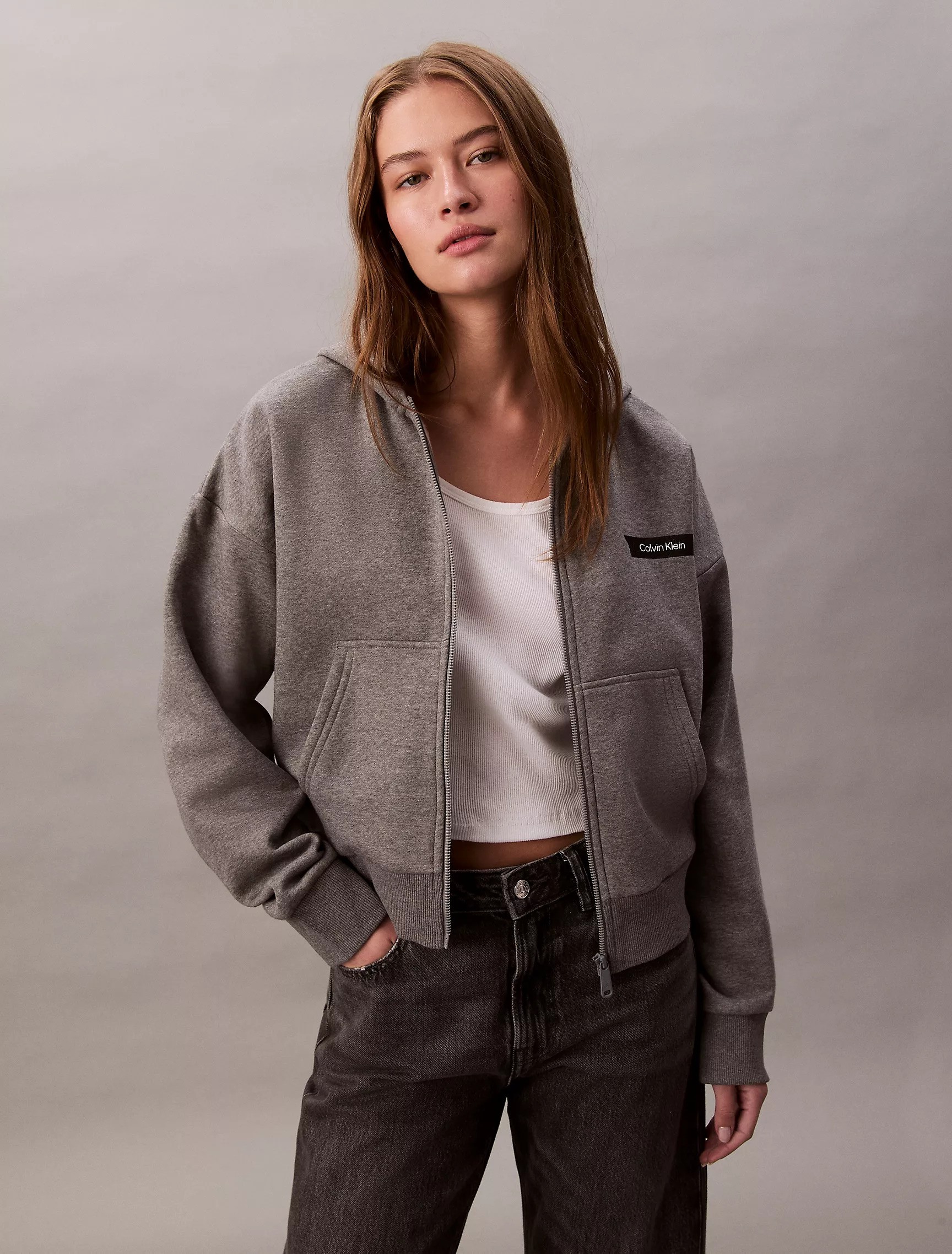 Fleece Logo Relaxed Zip Hoodie