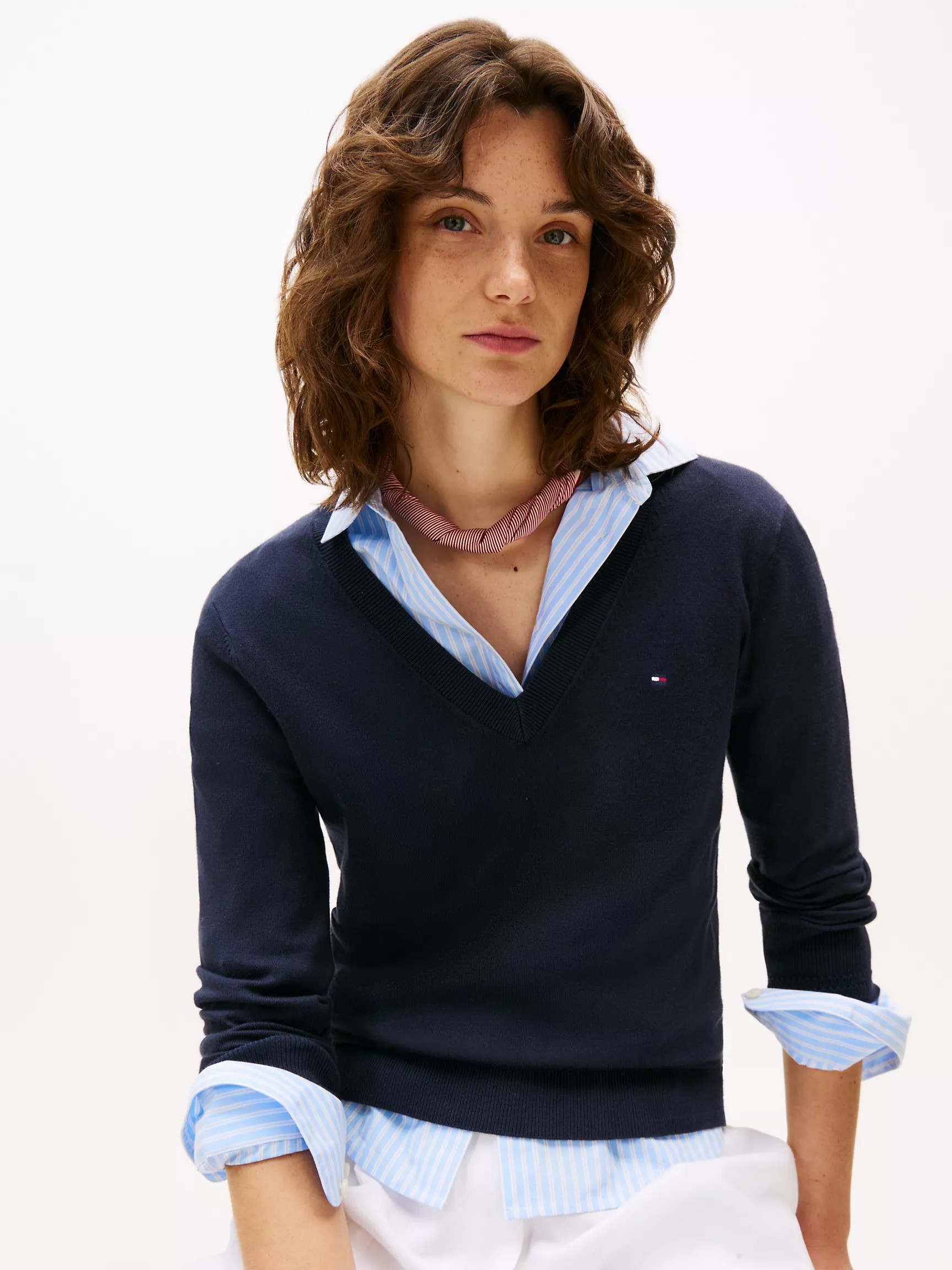 Viscose-Blend V-Neck Sweater
