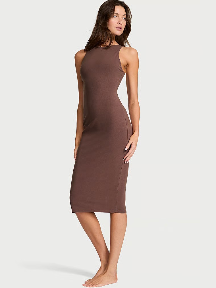 Shapewear by Victoria Smoothing Rib High-Neck Midi Dress