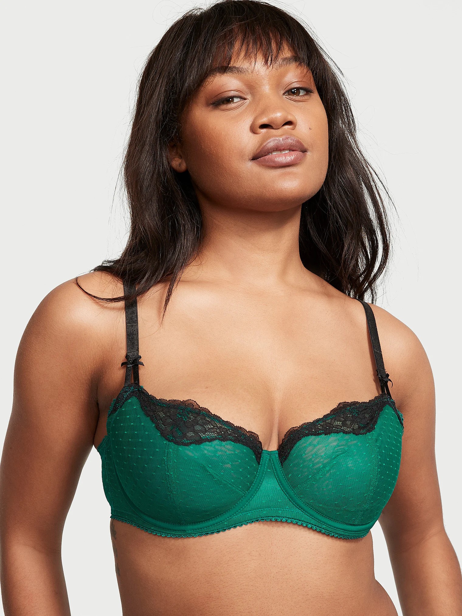 Dream Angels Wicked Unlined Dotted Mesh Balconette Bra