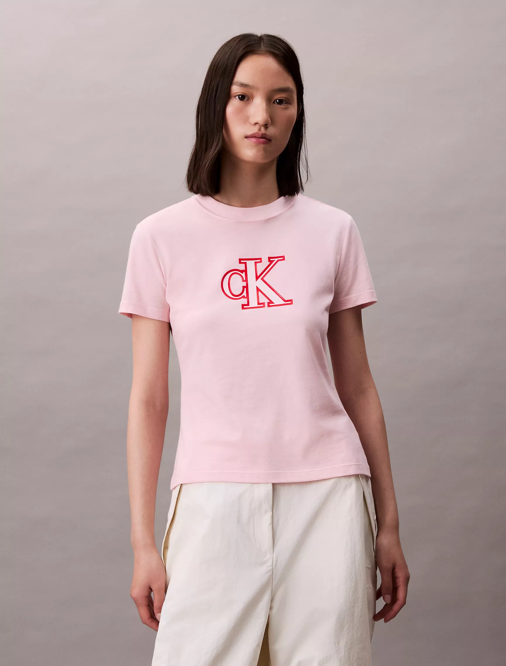 Slim Cotton Modal Monogram Logo Tee