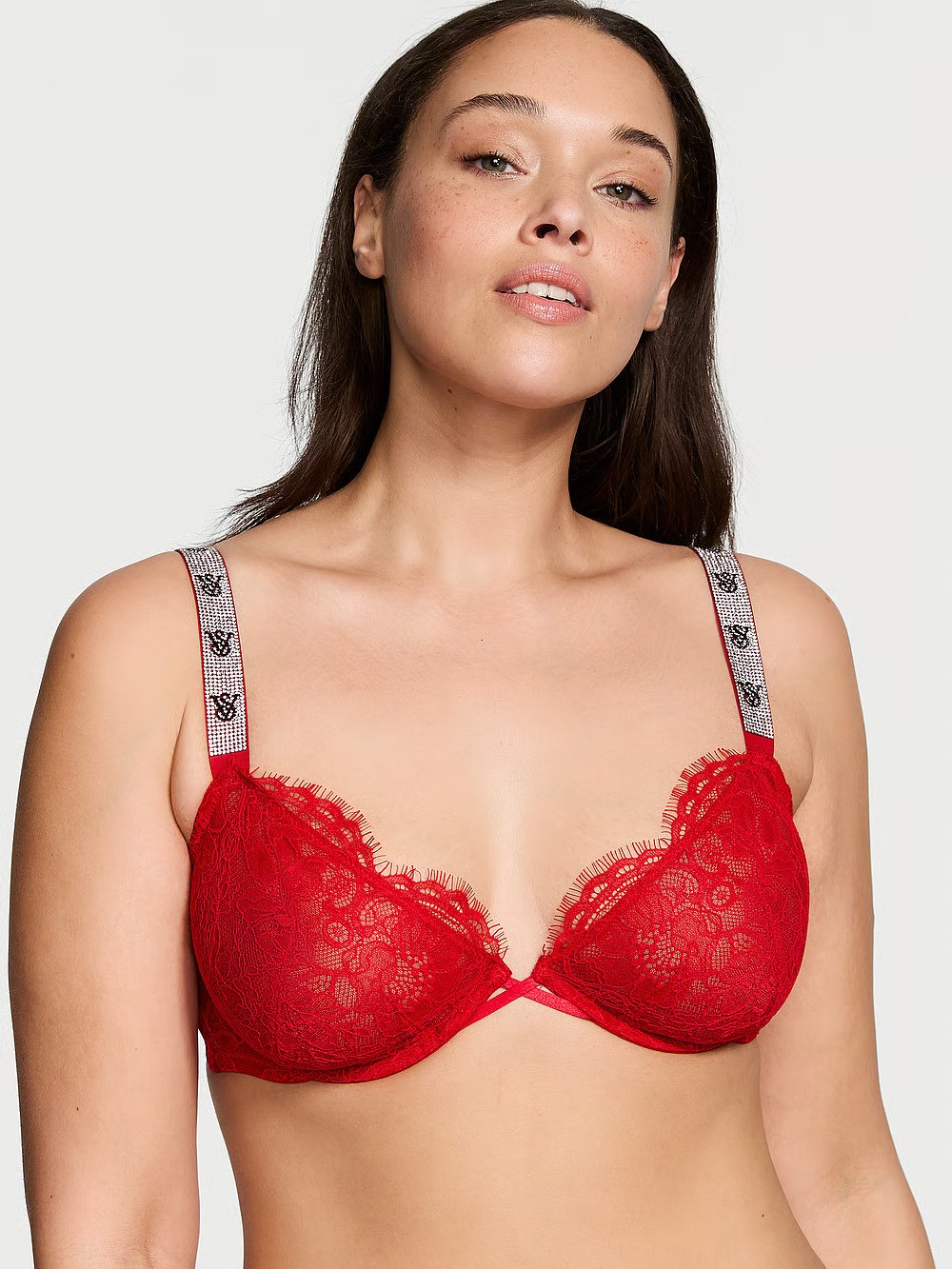 Very Sexy Shine Strap Unlined Low-Cut Lace Demi Bra