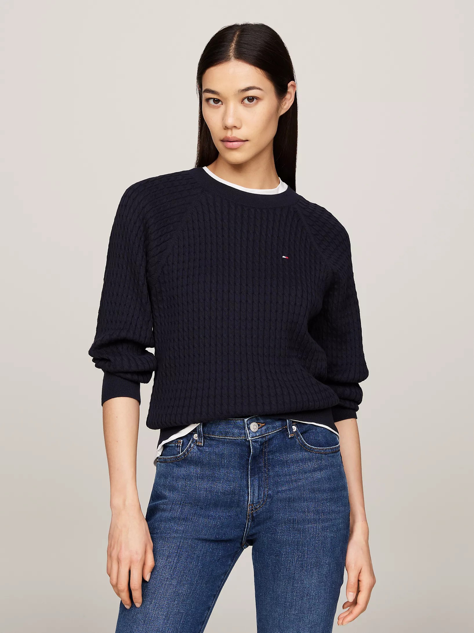 Relaxed Fit Cable Knit Sweater
