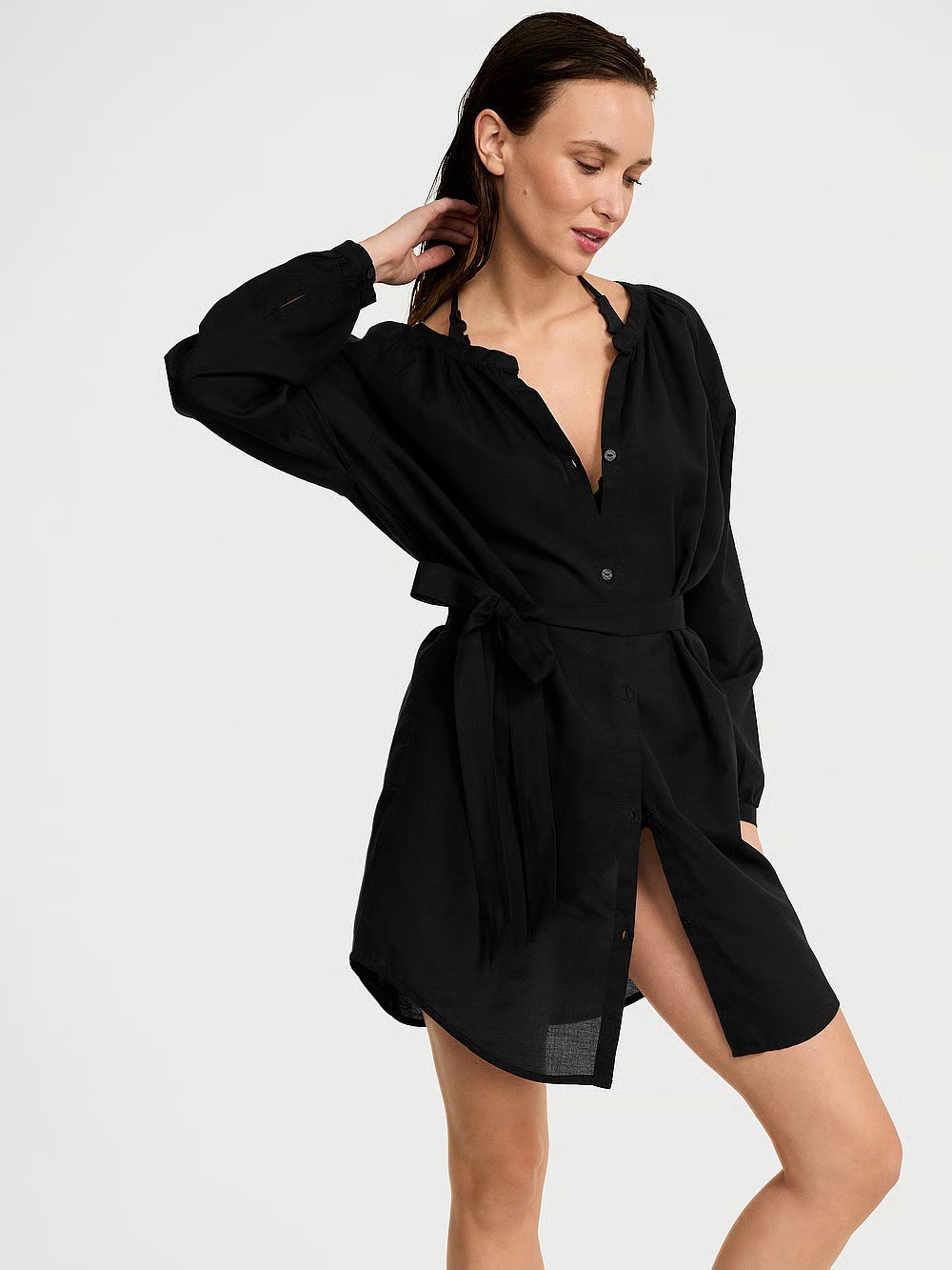 Beachwear Linen Easy Button-Up Dress
