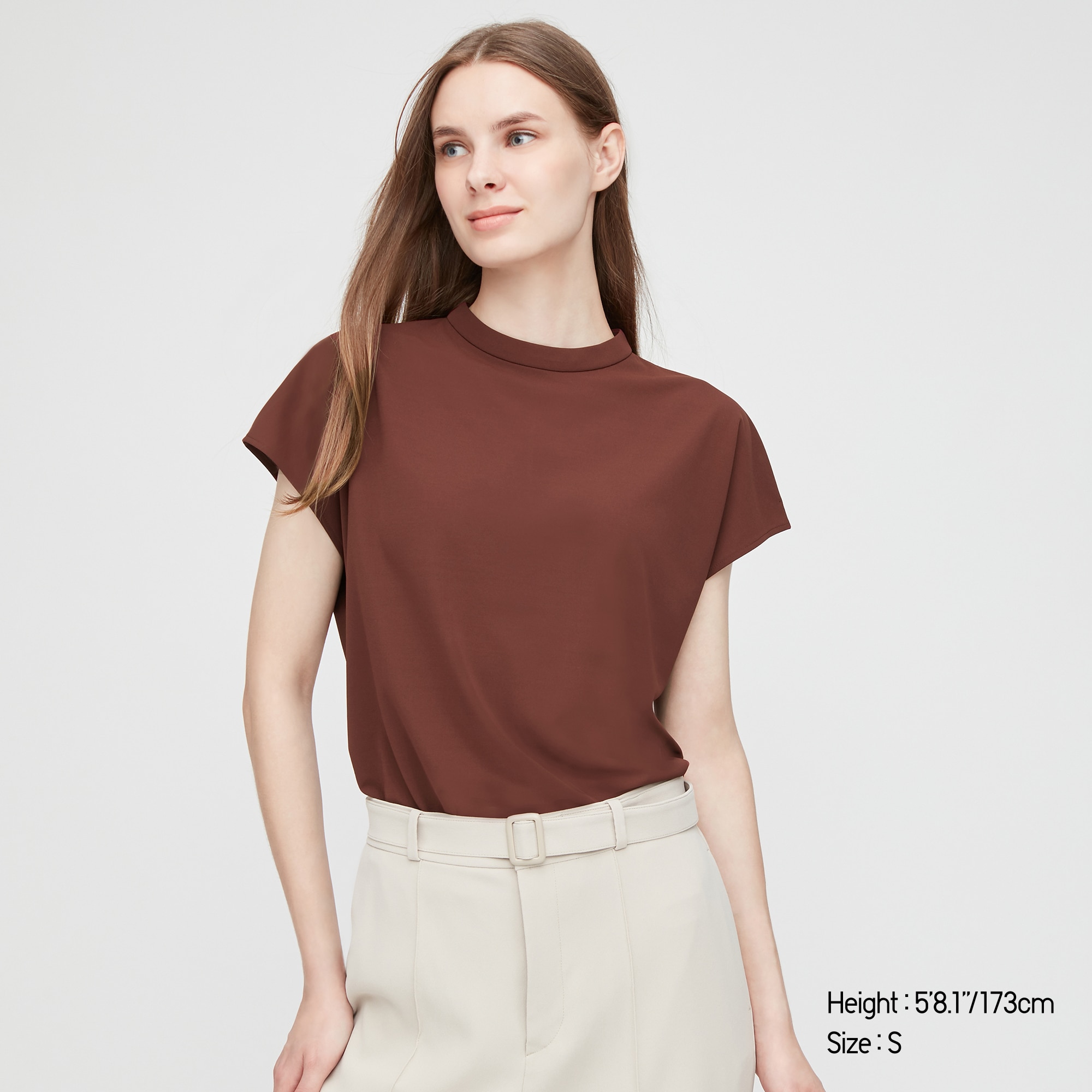 Uniqlo CREPE JERSEY STAND COLLAR SHORT-SLEEVE T-SHIRT