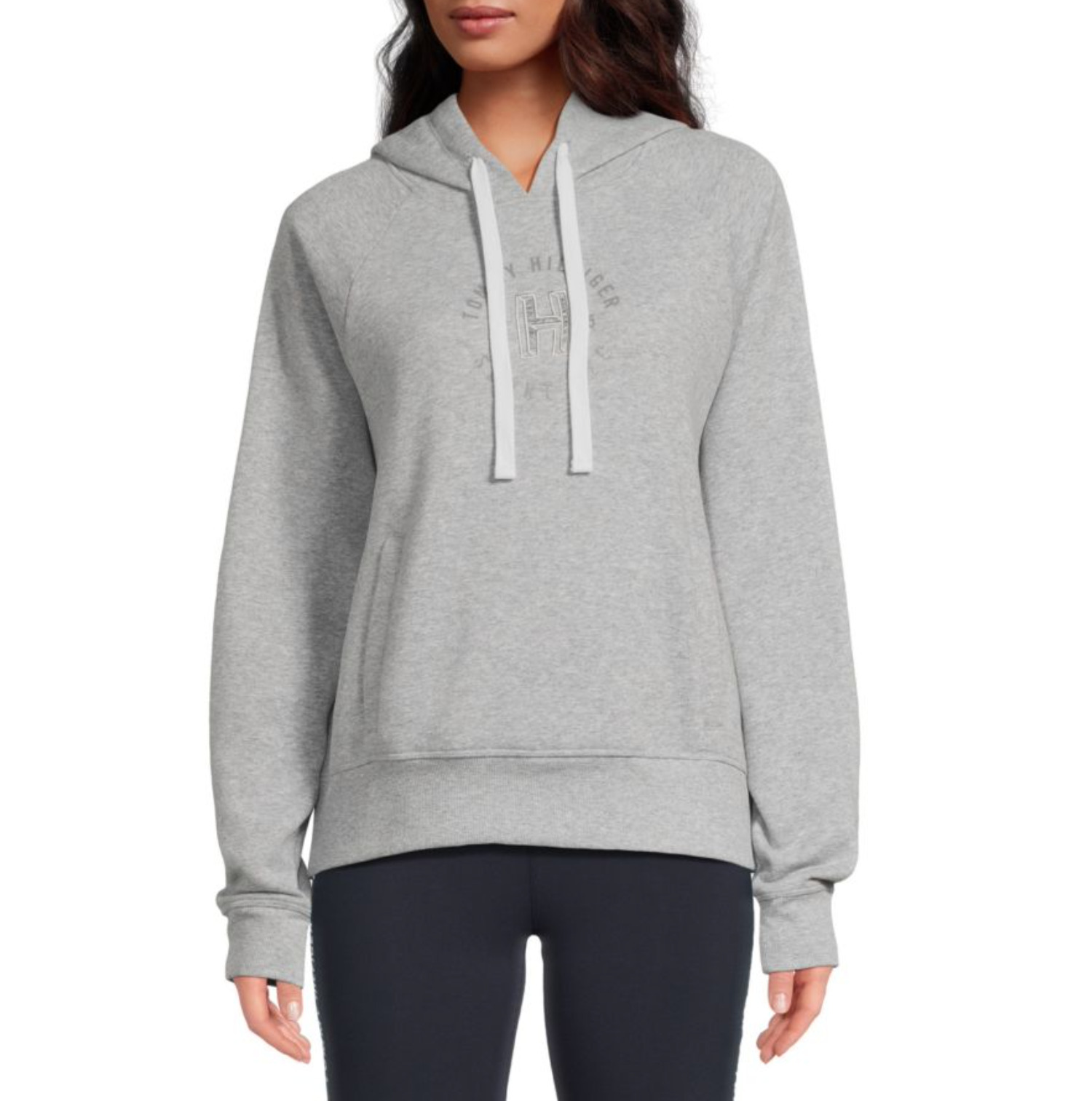 Tommy Hilfiger Logo Heathered Cotton Blend Hoodie